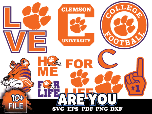 11 Files Clemson University Logo, Clemson Tigers Svg Bundle, Clemson Are You Svg.png