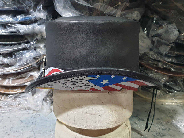 Patriotic Biker Black Leather Short Top Hat (3).jpg