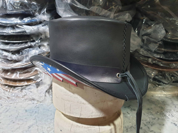 Patriotic Biker Black Leather Short Top Hat (4).jpg