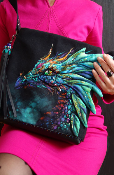 3d dragon handpainted bead embroidery bag.jpg