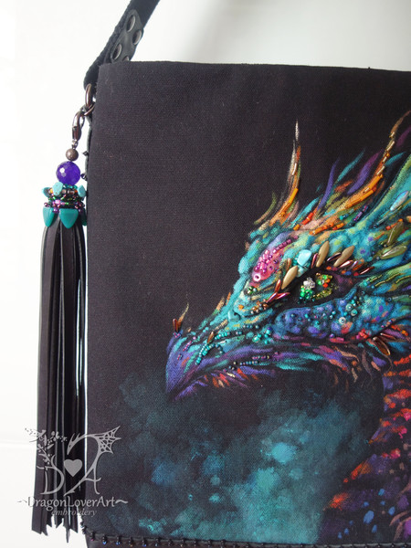 modern embroidery dragon handpainted canvas beads embroidery  bag.jpg