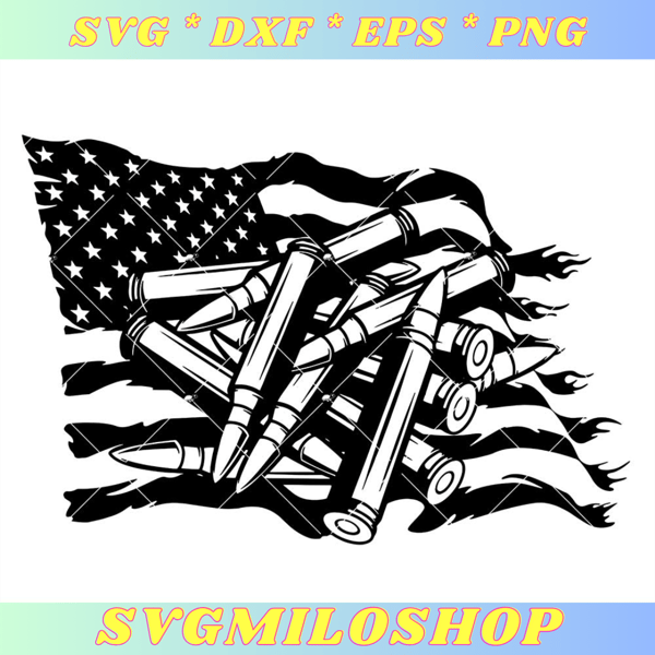 US Flag Bullets Svg, Guns and Ammo Svg, Military Weapon Svg.jpg
