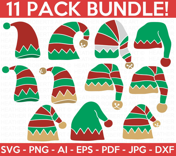 Christmas Elf Hats SVG Bundle, Elf Hats Svg, Family Shirts SVG, Christmas Shirts svg, Santa, Christmas Designs SVG, Cut File Cricut.jpg