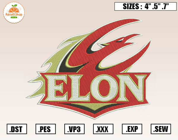 Elon Phoenix Embroidery Designs, NCAA Embroidery Design File Instant Download.jpg