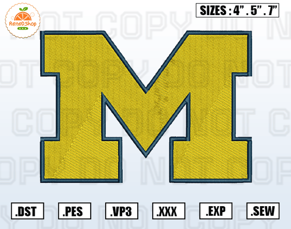 Michigan Wolverines Embroidery File, NCAA Teams Embroidery Designs, Machine Embroidery Design File.jpg