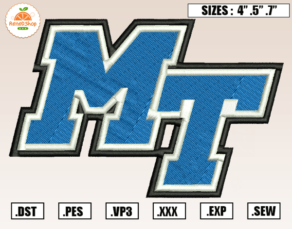 Middle Tennessee State Embroidery Designs, NCAA Embroidery Design File Instant Download.jpg