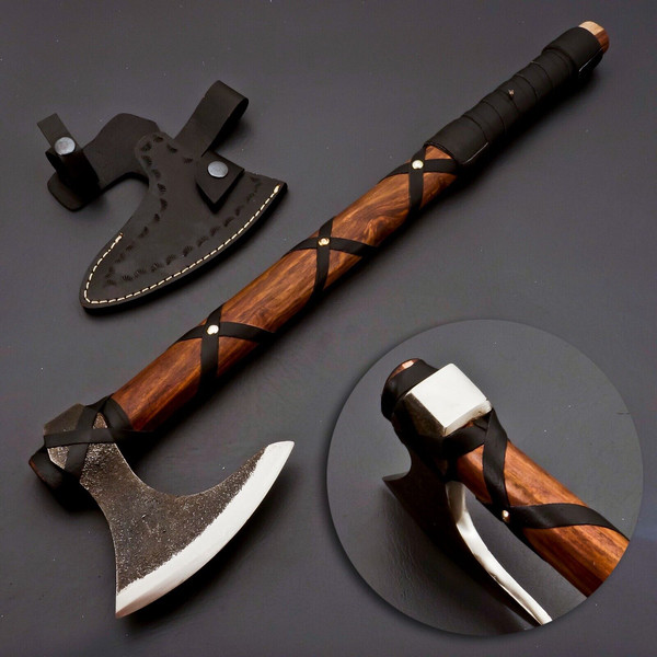 Custom Hand Forged carbon steel Original Ragnar Lothbrok Viking Axe Gift For him (10).jpg