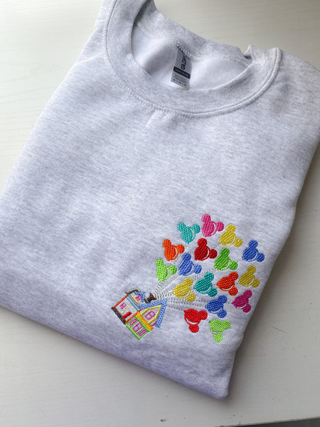 Up House with Mickey Balloons Embroidered Crewneck  Disney Up Embroidered Sweatshirt.jpg