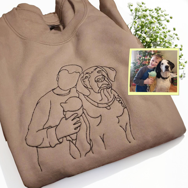 Custom Dog Dad Sweatshirt from Your photo, EMBROIDERED Dog Portrait Hoodie, Dog Face Shirt, Birthday Gift for Dog Dad.jpg