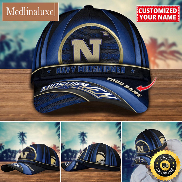 NCAA Navy Midshipmen Baseball Cap Custom Cap For Football Fans.jpg