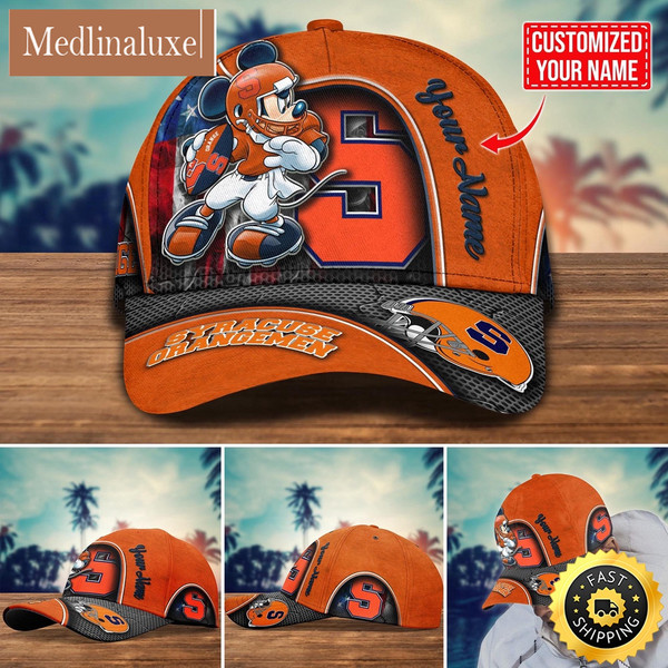 NCAA Syracuse Orange Baseball Cap Mickey Mouse Custom Cap For Fans.jpg