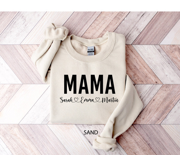 Mama With Children Names Sweatshirt, Personalized Mom Shirt, Custom Mama Sweater, Mother's Day Shirt, Mama Shirt with Names, Gift for Mom.jpg