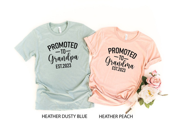 Promoted to Grandma Grandpa EST 2023, Baby 2023, Pregnancy Announcement Grandparents, Grandma Grandpa Shirts, Pregnancy Announcement Shirt.jpg