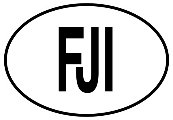 FJI Fiji Country Code Oval Sticker Self Adhesive Vinyl Fijian euro - C1432.png