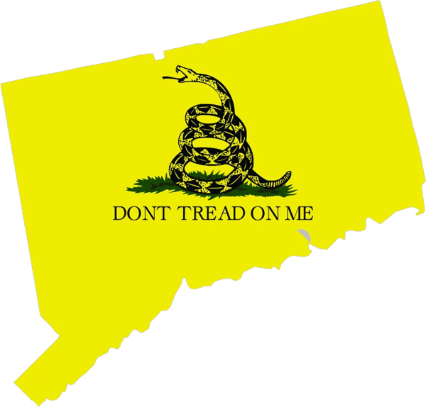Connecticut State Shaped Gadsden Flag Sticker Self Adhesive Vinyl CT - C3030.png
