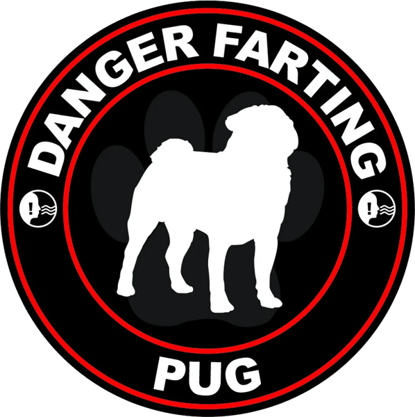Danger Farting Pug Sticker Self Adhesive Vinyl dog canine pet - C700.png