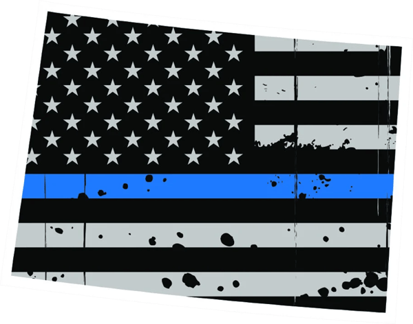 Distressed Thin Blue Line Colorado State Shaped Subdued US Flag Sticker Self Adhesive Vinyl police - C3781.png