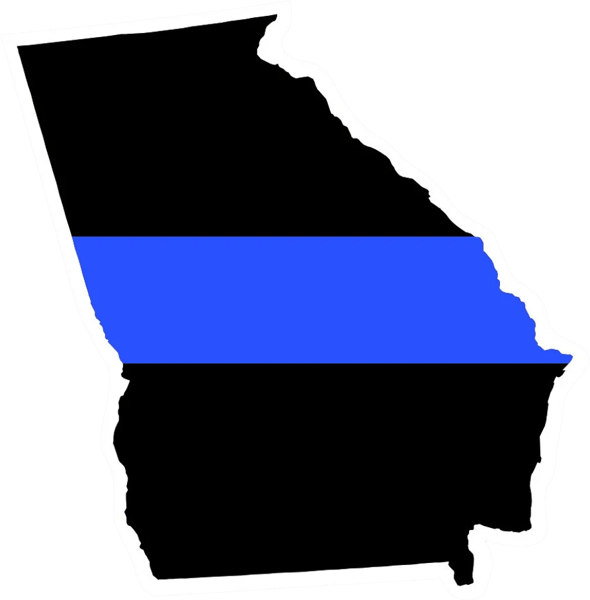 Georgia State Shaped The Thin Blue Line Sticker Self Adhesive Vinyl police GA - C3421.png