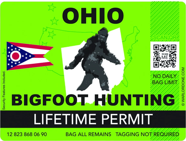 Ohio Bigfoot Hunting Permit Sticker Self Adhesive Vinyl Sasquatch Lifetime - C3305.png