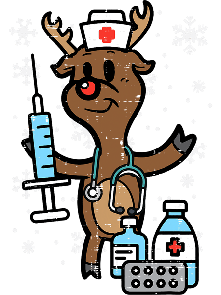 Nursing Christmas Nurse Reindeer Funny Xmas Nursing Scrub Top Women.png