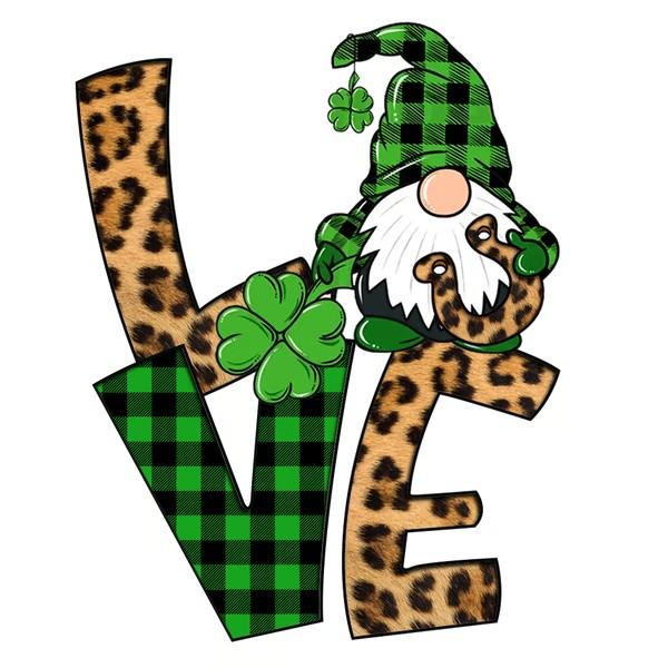 Love Gnome Leopard Png, St Patrick's Day Png, Shamrock Png, St Patricks Png, Lucky Png File Cut Digital Download.png