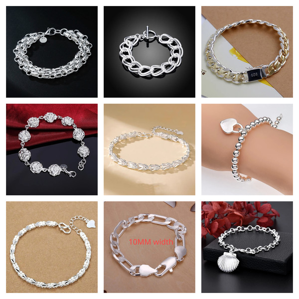 Fine 925 Sterling Silver Noble Nice Chain Solid Bracelet for Women Men Charms Party Gift Weddings.jpg