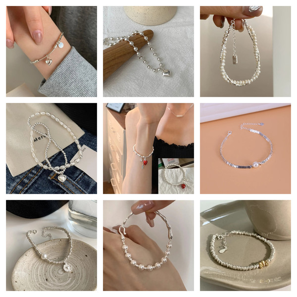 VENTFILLE 925 Sterling Silver Pearls Bamboo Knots Bracelet for Women Girl Simple Korean Jewelry III.jpg