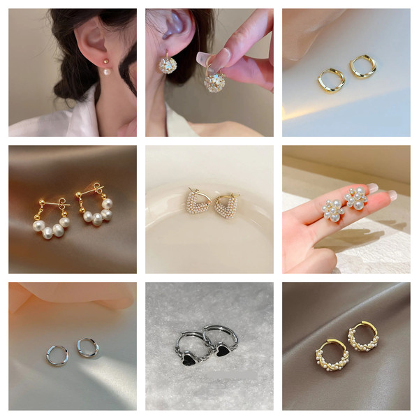 2022 Korean New Simple Temperament Circle Pearl Earrings Fashion Small Versatile Earrings Womens.jpg