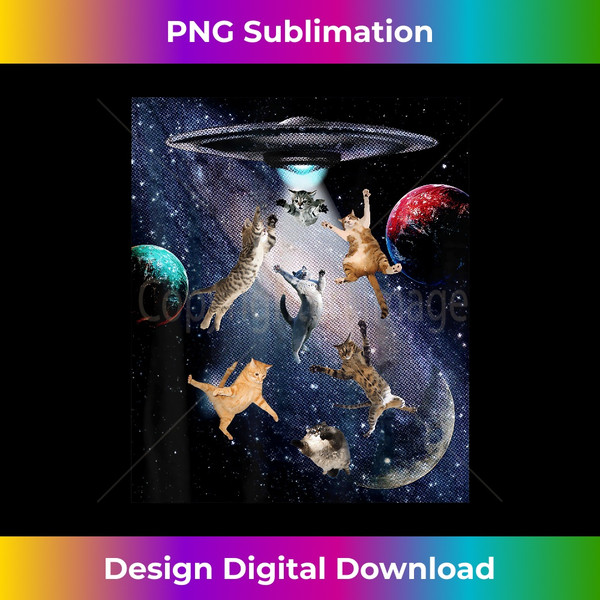 UFO Cats for Adults Galaxy Cats Cute Cat Lover - Futuristic PNG Sublimation File - Tailor-Made for Sublimation Craftsmanship