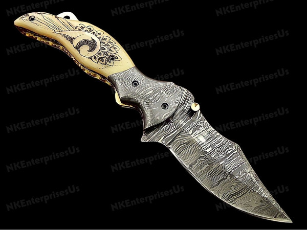 Handmade Folding Knife. Damascus Folding Knife, Camping Knife, Hand Forged Knife, Pocket Knife. Anniversary Gift. Best Gift For Him (3).jpg