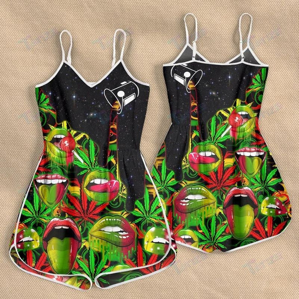 CANNABIS POURING RASTA COLOR LIPS ROMPERS FOR WOMEN DESIGN 3D SIZE XS - 3XL -CA102195.jpg