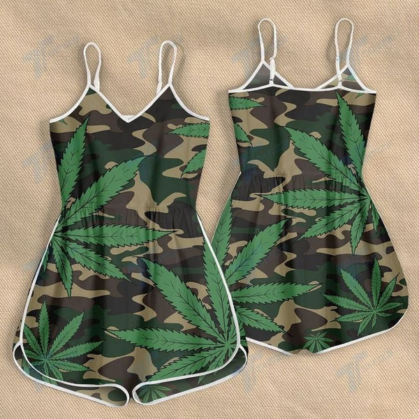 CANNABIS LEAF CAMOUFLAGE ROMPERS FOR WOMEN DESIGN 3D SIZE XS - 3XL - CA102235.jpg