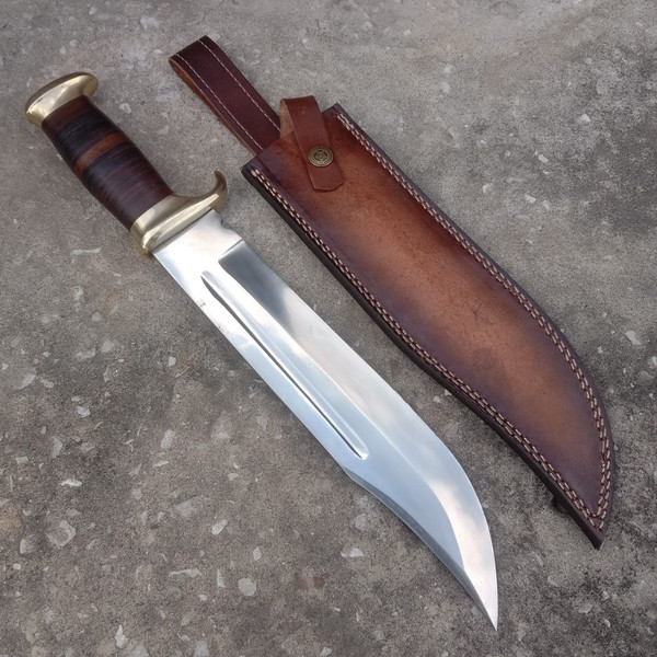 Crocodile Dundee Bowie Knife Leather Handle Custom Handmade Bowie Survival Outdoor Hunting Knife Gift For Him Special.jpg