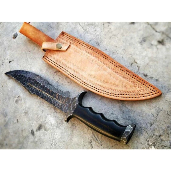 Damascus Steel Custom Handmade Forged Bowie Knife Survival Knife Outdoor Knife Gift for Him Special Bowie Knife Gift New (3).jpg