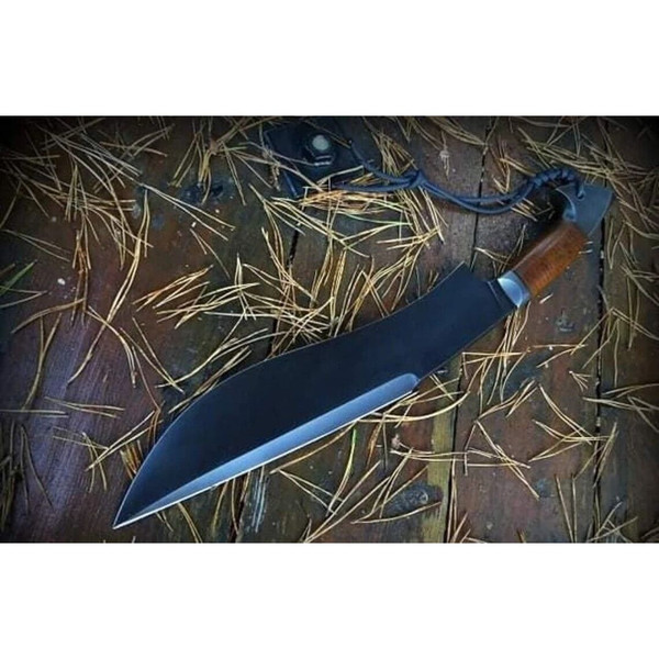 Powder Coated Carbon Steel Fixed Blade Bowie Knife Custom Handmade Leather Handle Knife Special Hunting Bowie Gift For (4).jpg