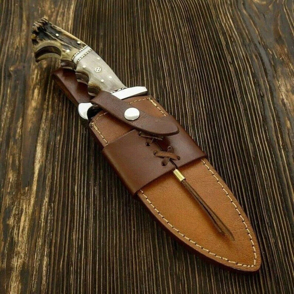 Stag Crown Bowie Knife Fixed Blade Handmade Bowie Knife Survival Outdoor Camping Knife Gift For Him Special Hunting (2).jpg