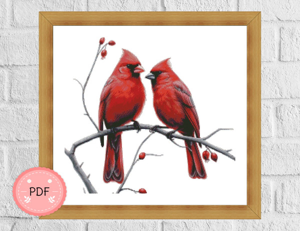 Two Cardinal Birds On Branch6.jpg