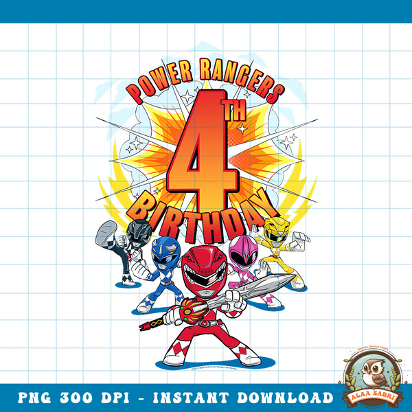 Power Rangers Awesome 4th Birthday Mini Action Shot png, digital download, instant .jpg