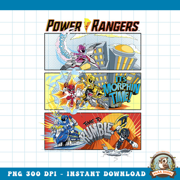 Power Rangers Time To Rumble Retro Teen Comic Panels png, digital download, instant .jpg