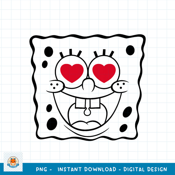 SpongeBob SquarePants Heart Eyes Line Art png, digital download .jpg