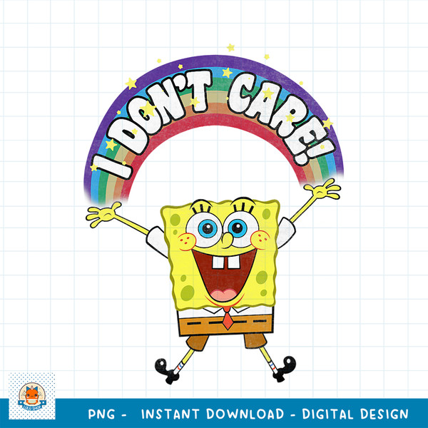 SpongeBob SquarePants I Dont Care! Rainbow png, digital download .jpg