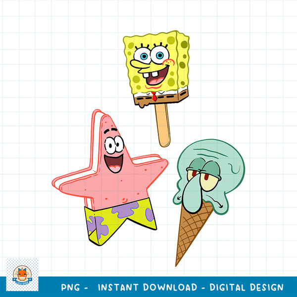 SpongeBob SquarePants Ice Cream Characters png, digital download .jpg