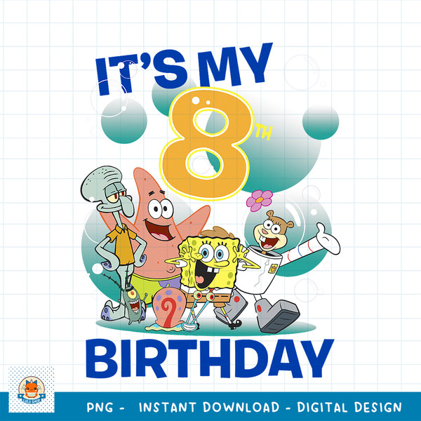 SpongeBob SquarePants It_s My 8th Birthday Group Shot png, digital download .jpg