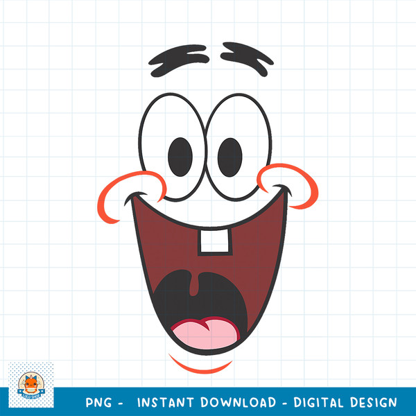 SpongeBob SquarePants Patrick Big Face Smile png, digital download .jpg