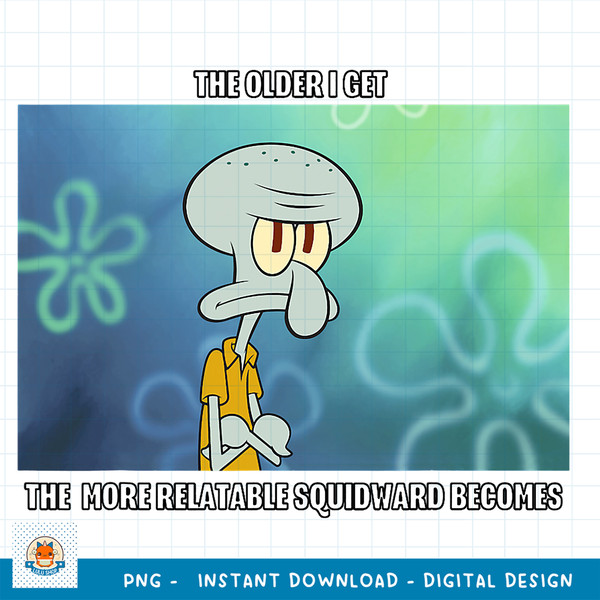 SpongeBob SquarePants Relatable Squidward Portrait png, digital download .jpg