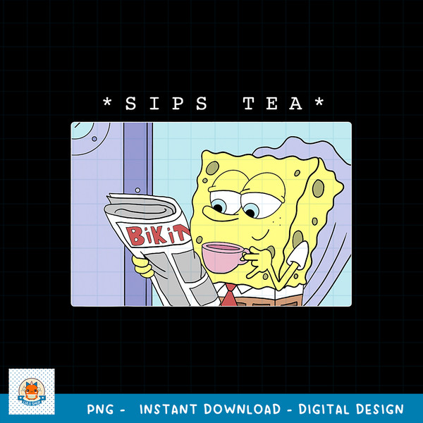 SpongeBob SquarePants Sips Tea Meme png, digital download .jpg