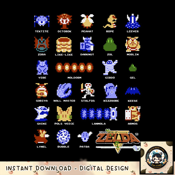 Legend Of Zelda Character Pixel Art Portrait Grid png, digital download, instant .jpg