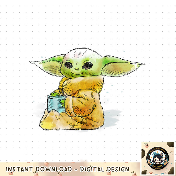 Star Wars The Mandalorian The Child Drink Soup Illustration png, digital download, instant .jpg