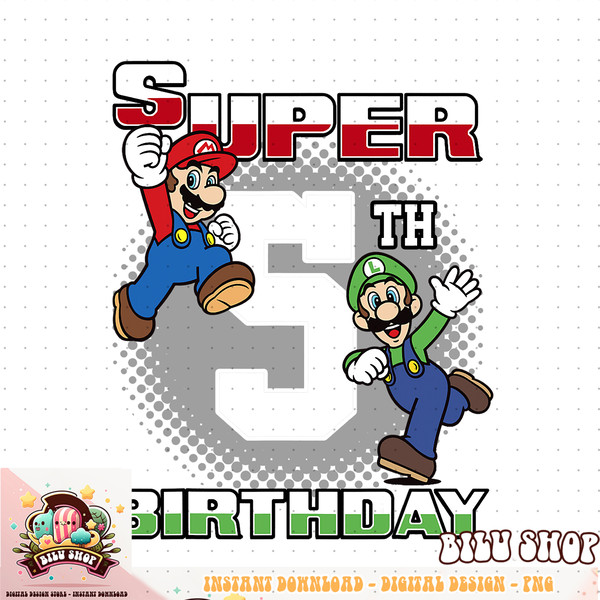 Super Mario And Luigi Super Birthday 5th Birthday Portrait png download .jpg