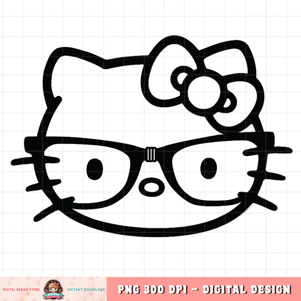 Hello Kitty Black and White Nerd Glasses Short Sleeve PNG Download copy.jpg